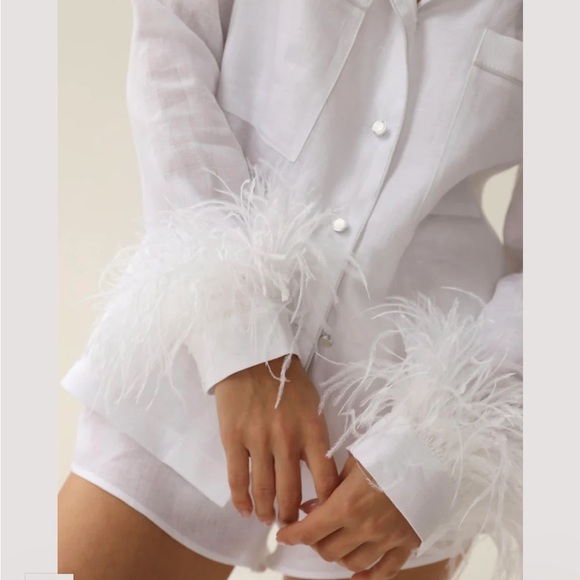 Linen White Feather Pajama Set - Picture 8 of 10